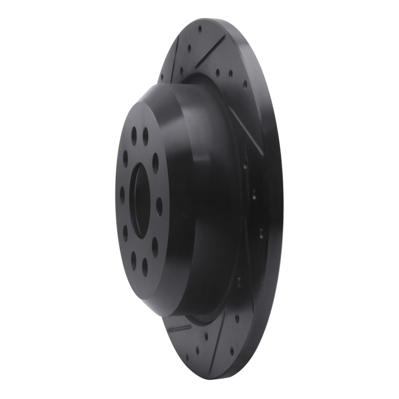 Jeep Wrangler Brake Rotor (1) - Rear Left - R1 Concepts - Drilled & Slotted - Black - `18-`25